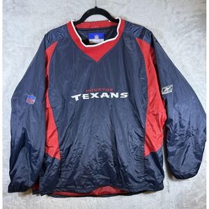Houston Texans Jacket Mens 2XL Blue Red NFL Football Reebok Pullover Windbreaker